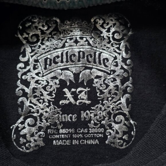Vtg Pelle Pelle T Shirt Mens XL Black SS Skull Graphic Print Cotton Grunge Y2K - Picture 3 of 12